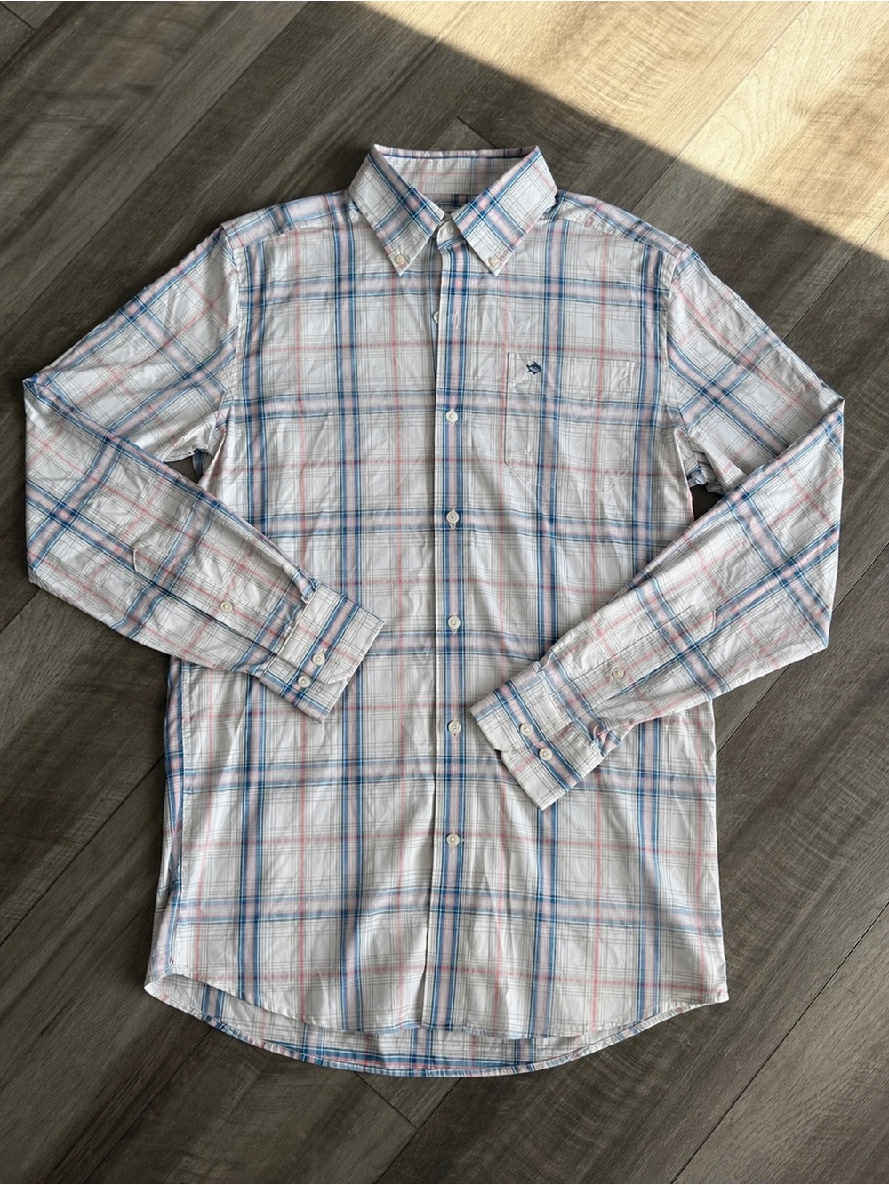 Southern Tide Men’s Intercoastal Plaid Button Down Shirt Sz S White Blue Pink